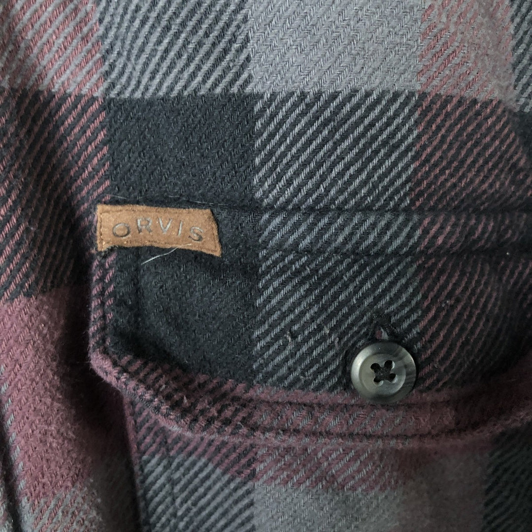 ORVIS Long Sleeve Flannel Check Shirt, Men's Size M cotton pink type Vintage Second Hand