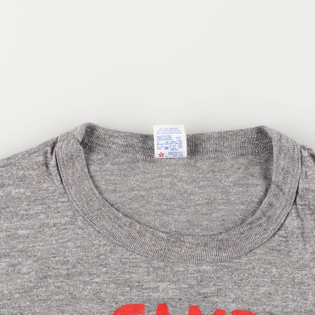 90'S Russell College T-shirt, Made in USA, Men's L size, Vintage polyester gray type Vintage Second Hand