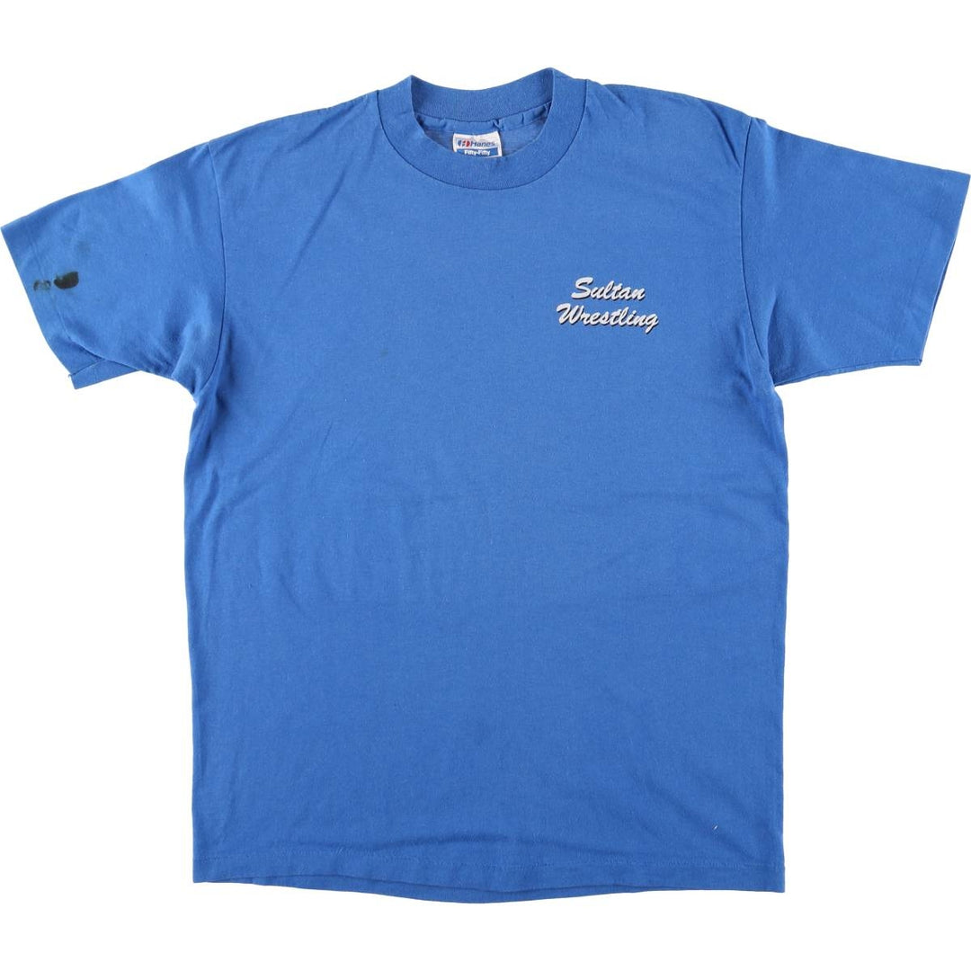 Vintage 1980'S Hanes Fifty-Fifty Blue Tag College T-Shirt, Made in USA, Men's Size Large cotton blue type Vintage Second Hand