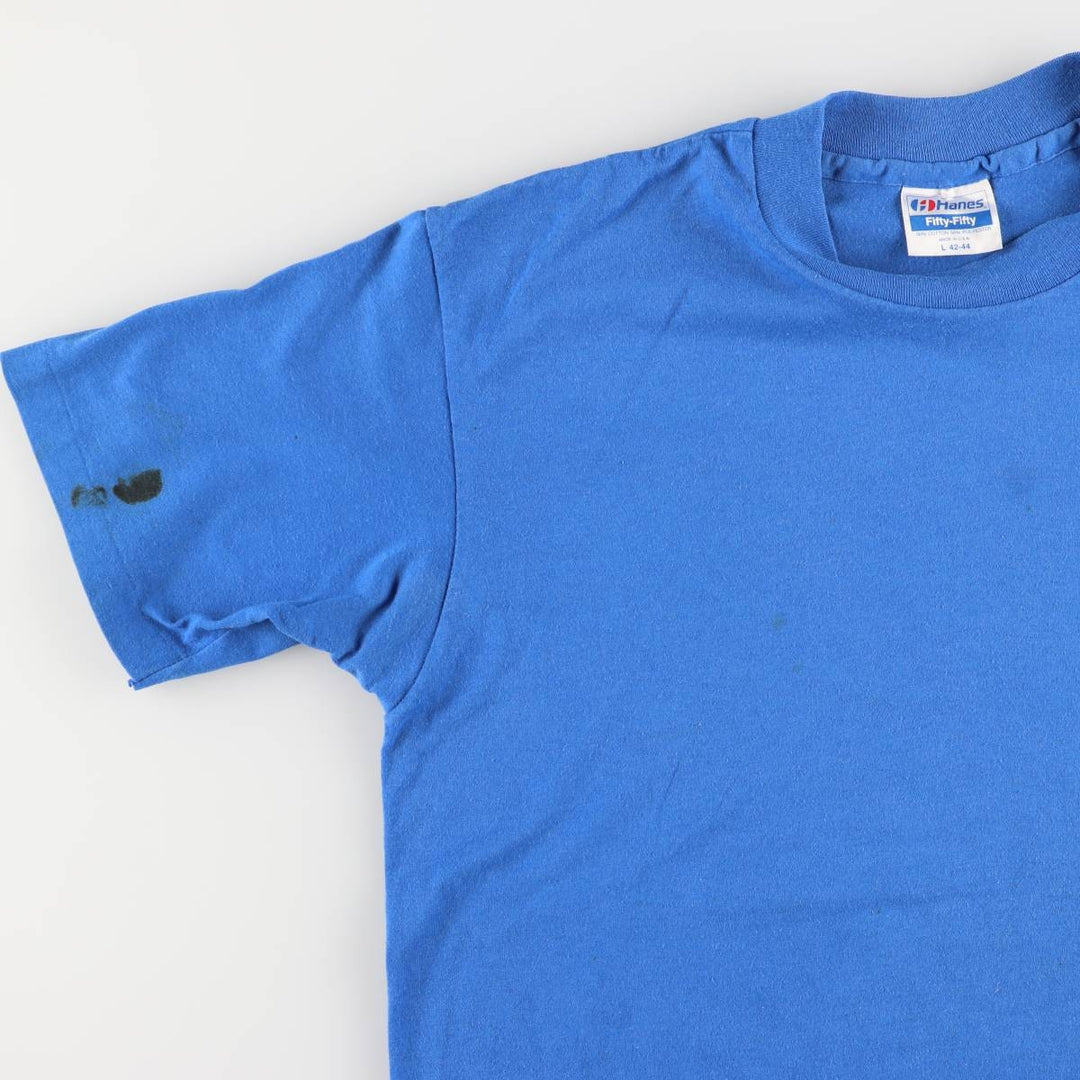Vintage 1980'S Hanes Fifty-Fifty Blue Tag College T-Shirt, Made in USA, Men's Size Large cotton blue type Vintage Second Hand