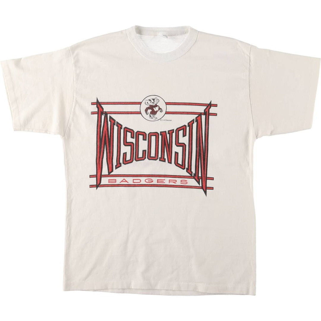 Vintage 1970s-1980'S ARTEX WISCONSIN University of Wisconsin College T-Shirt, Made in USA, Men's Size Medium cotton white type Vintage Second Hand