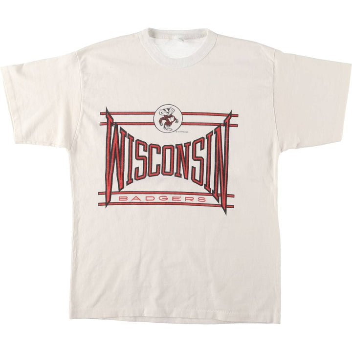 Vintage 1970s-1980'S ARTEX WISCONSIN University of Wisconsin College T-Shirt, Made in USA, Men's Size Medium cotton white type Vintage Second Hand