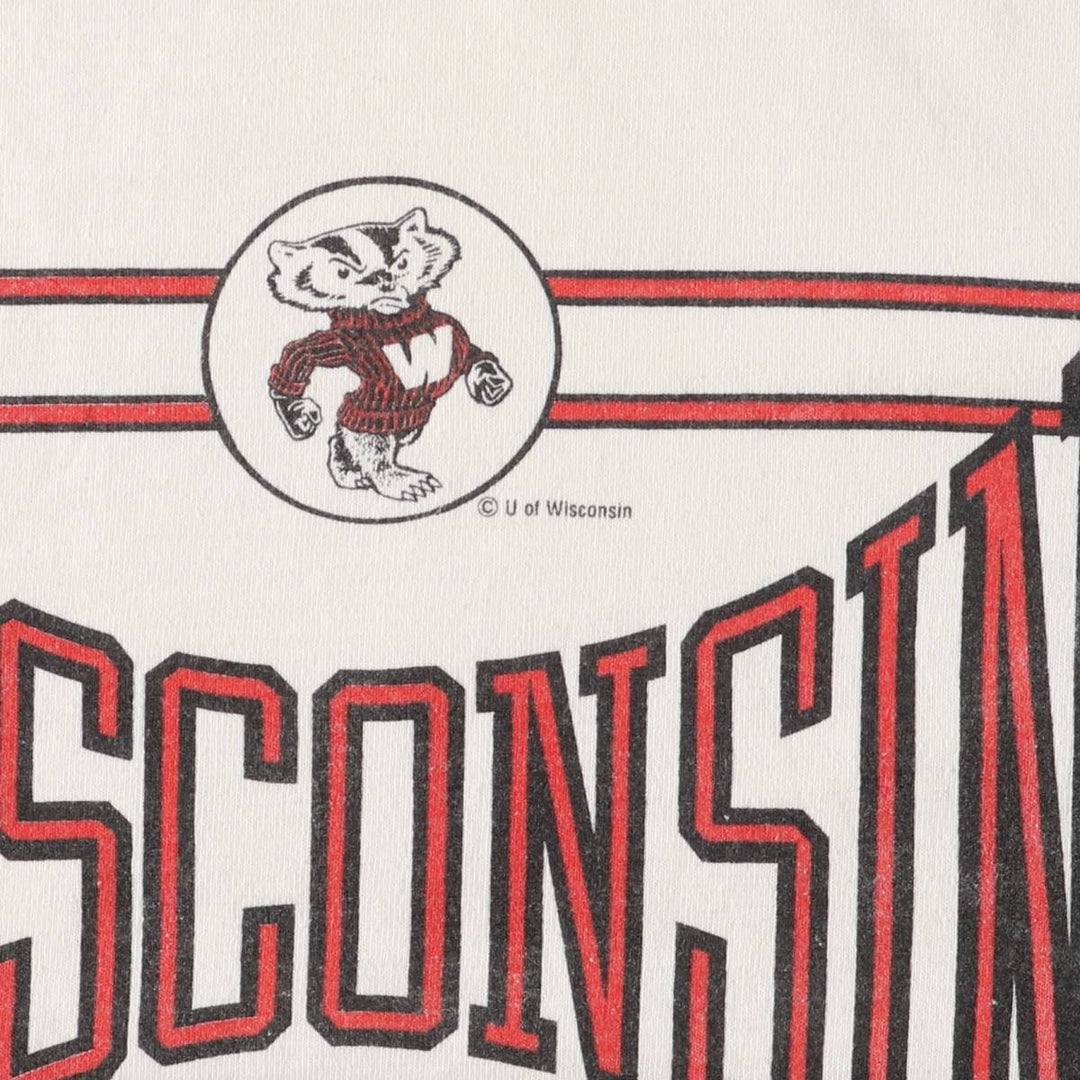 Vintage 1970s-1980'S ARTEX WISCONSIN University of Wisconsin College T-Shirt, Made in USA, Men's Size Medium cotton white type Vintage Second Hand