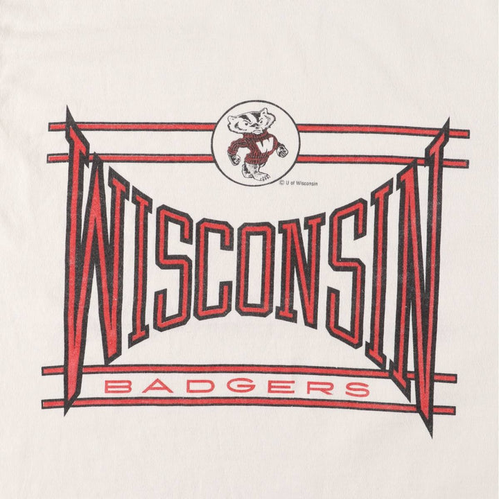 Vintage 1970s-1980'S ARTEX WISCONSIN University of Wisconsin College T-Shirt, Made in USA, Men's Size Medium cotton white type Vintage Second Hand