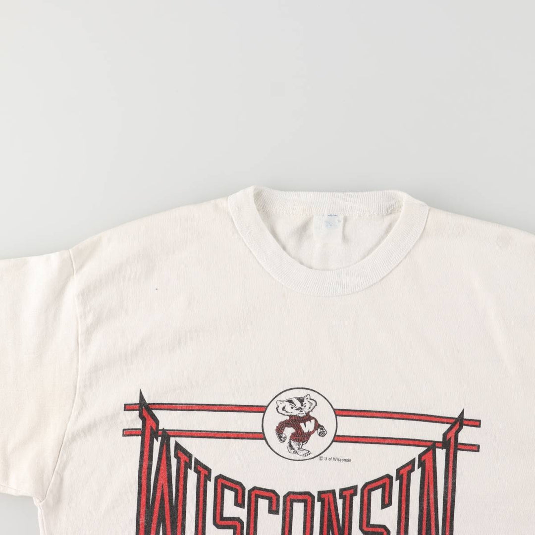Vintage 1970s-1980'S ARTEX WISCONSIN University of Wisconsin College T-Shirt, Made in USA, Men's Size Medium cotton white type Vintage Second Hand