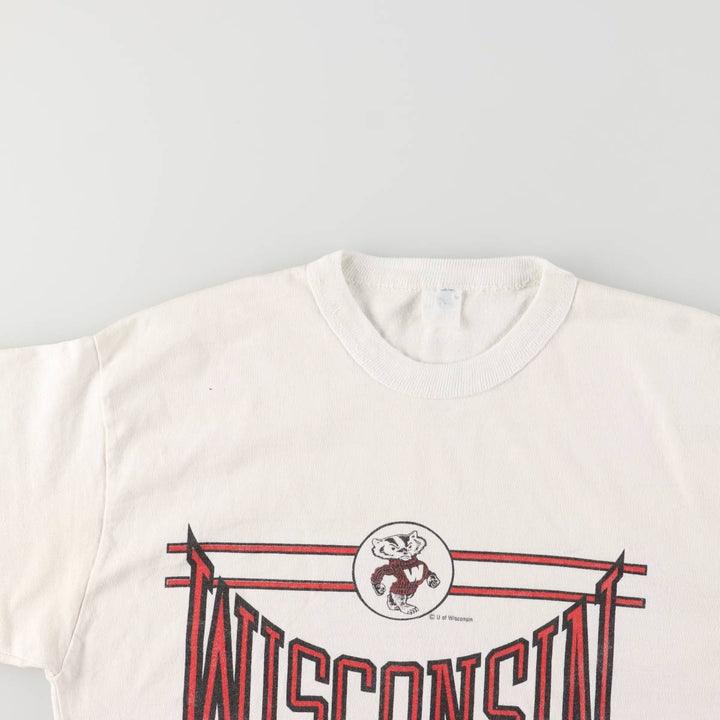 Vintage 1970s-1980'S ARTEX WISCONSIN University of Wisconsin College T-Shirt, Made in USA, Men's Size Medium cotton white type Vintage Second Hand