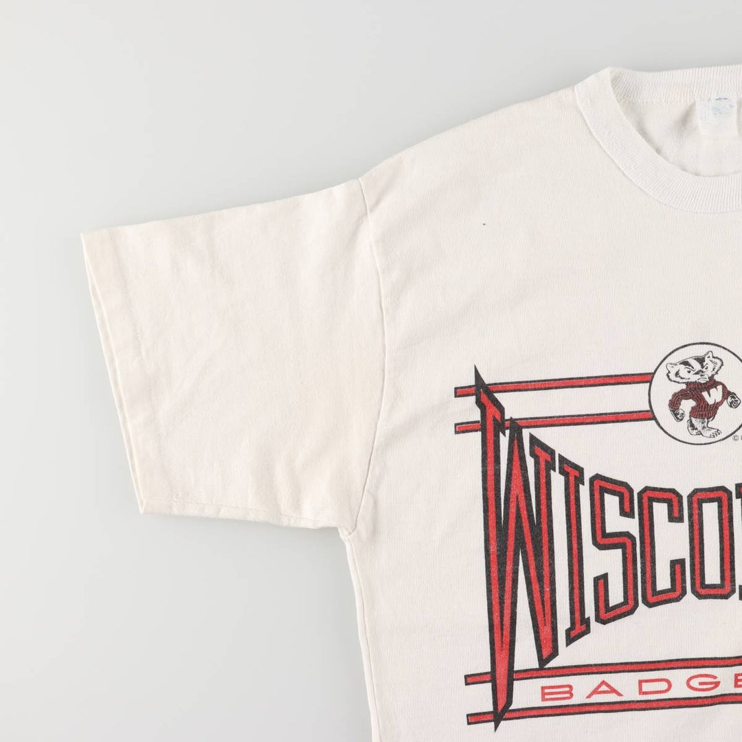 Vintage 1970s-1980'S ARTEX WISCONSIN University of Wisconsin College T-Shirt, Made in USA, Men's Size Medium cotton white type Vintage Second Hand