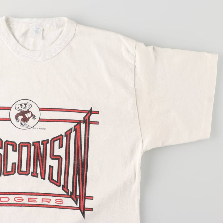 Vintage 1970s-1980'S ARTEX WISCONSIN University of Wisconsin College T-Shirt, Made in USA, Men's Size Medium cotton white type Vintage Second Hand