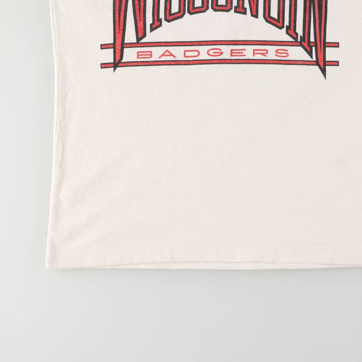 Vintage 1970s-1980'S ARTEX WISCONSIN University of Wisconsin College T-Shirt, Made in USA, Men's Size Medium cotton white type Vintage Second Hand