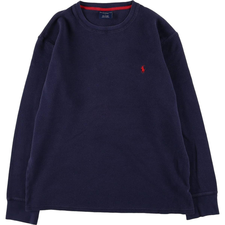 Ralph Lauren POLO RALPH LAUREN SLEEPWEAR Thermal Long T-shirt Waffle Men's L size cotton navy blue type Vintage Second Hand