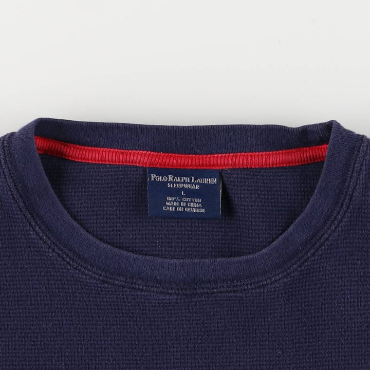 Ralph Lauren POLO RALPH LAUREN SLEEPWEAR Thermal Long T-shirt Waffle Men's L size cotton navy blue type Vintage Second Hand