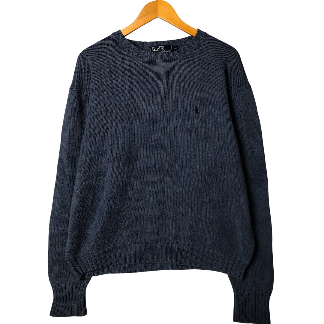 Ralph Lauren POLO by Ralph Lauren Cotton Knit Sweater Men's XL cotton Purple type blue-purple Vintage Second Hand