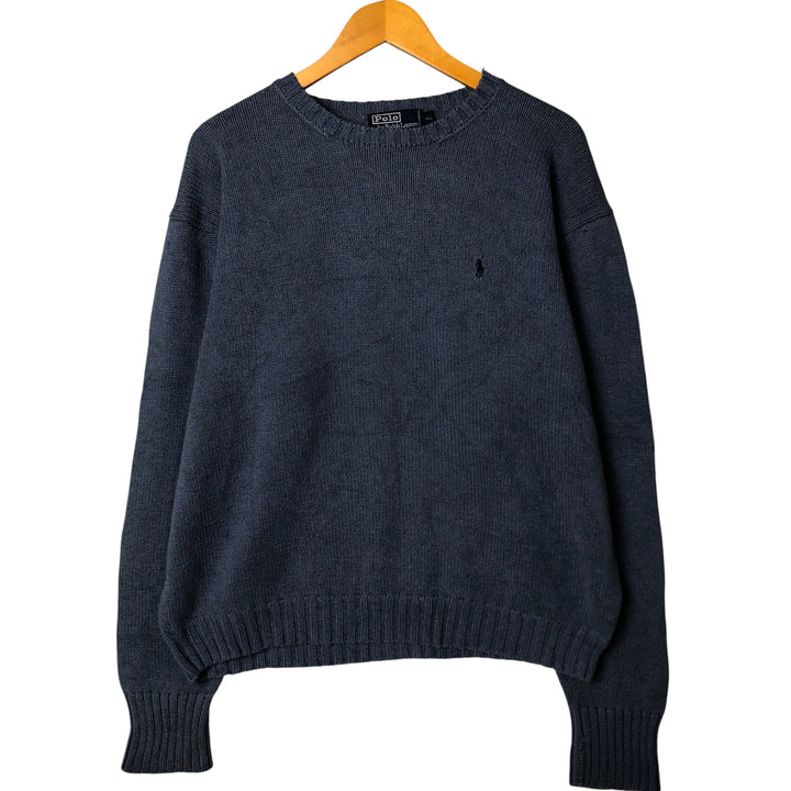 Ralph Lauren POLO by Ralph Lauren Cotton Knit Sweater Men's XL cotton Purple type blue-purple Vintage Second Hand