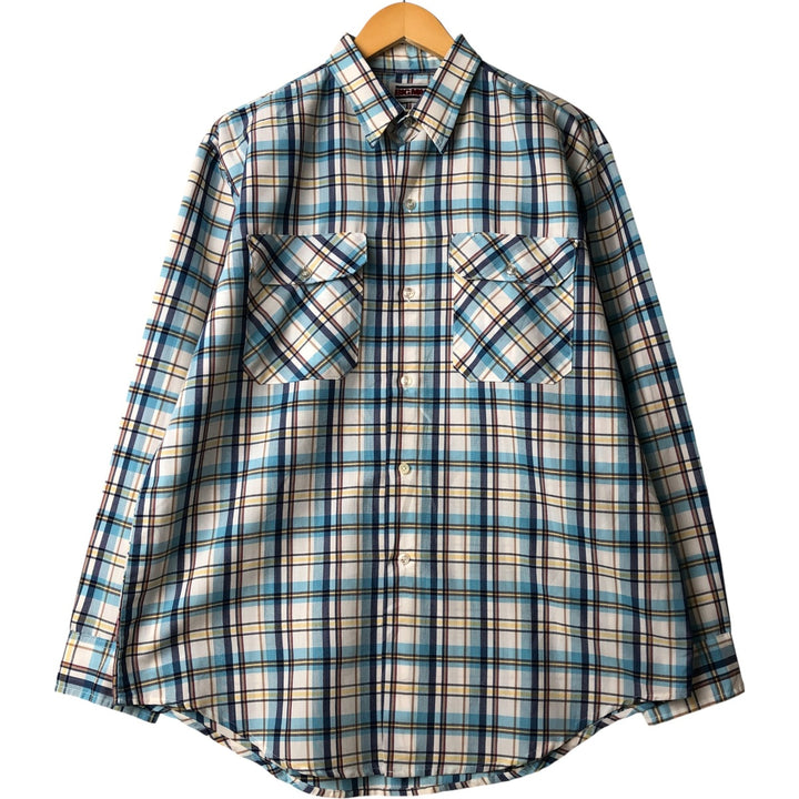 Vintage 1980'S Big Mac Check Pattern Long Sleeve Work Shirt, Men's Size XL unclear Blue type light blue Vintage Second Hand
