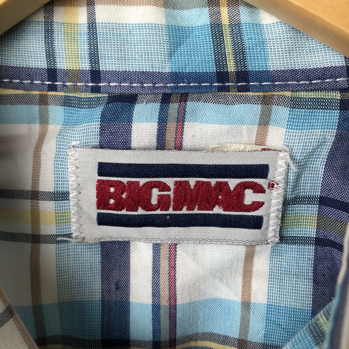 Vintage 1980'S Big Mac Check Pattern Long Sleeve Work Shirt, Men's Size XL unclear Blue type light blue Vintage Second Hand
