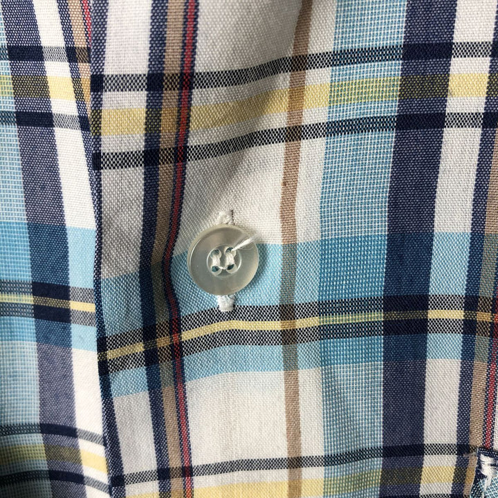 Vintage 1980'S Big Mac Check Pattern Long Sleeve Work Shirt, Men's Size XL unclear Blue type light blue Vintage Second Hand