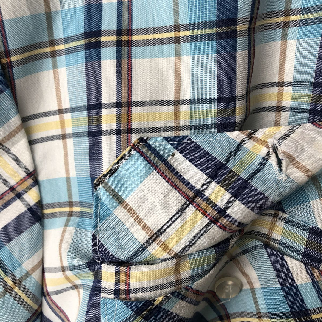 Vintage 1980'S Big Mac Check Pattern Long Sleeve Work Shirt, Men's Size XL unclear Blue type light blue Vintage Second Hand