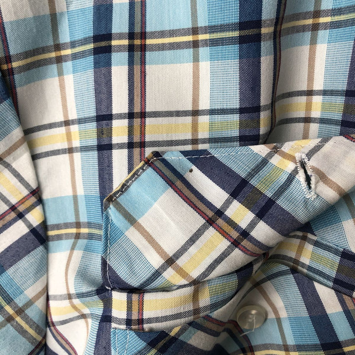 Vintage 1980'S Big Mac Check Pattern Long Sleeve Work Shirt, Men's Size XL unclear Blue type light blue Vintage Second Hand