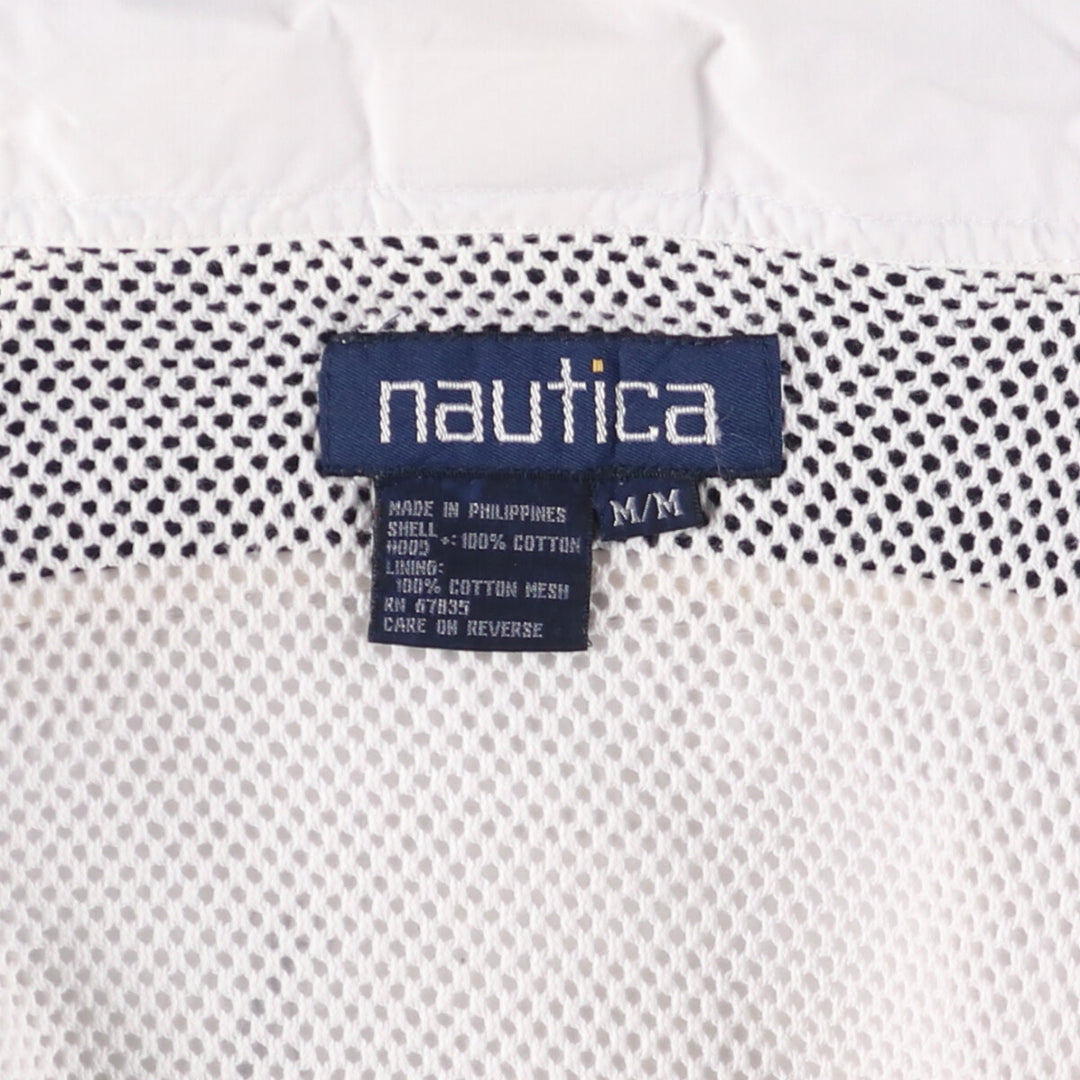 Vintage 90'S Nautica cotton jacket with back print, size M, men's cotton white type Vintage Second Hand