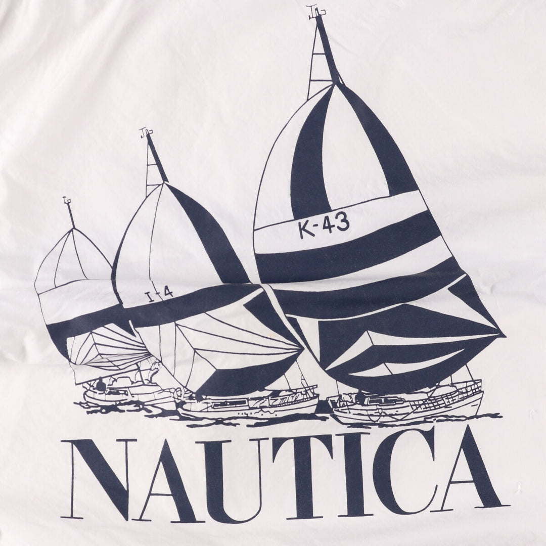 Vintage 90'S Nautica cotton jacket with back print, size M, men's cotton white type Vintage Second Hand