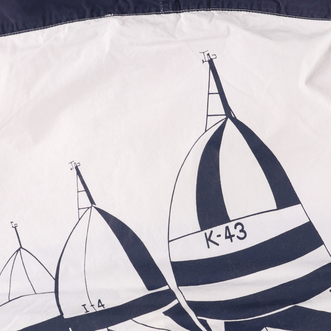 Vintage 90'S Nautica cotton jacket with back print, size M, men's cotton white type Vintage Second Hand