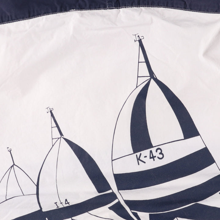 Vintage 90'S Nautica cotton jacket with back print, size M, men's cotton white type Vintage Second Hand