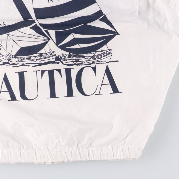 Vintage 90'S Nautica cotton jacket with back print, size M, men's cotton white type Vintage Second Hand