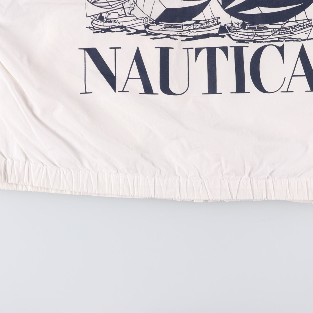 Vintage 90'S Nautica cotton jacket with back print, size M, men's cotton white type Vintage Second Hand