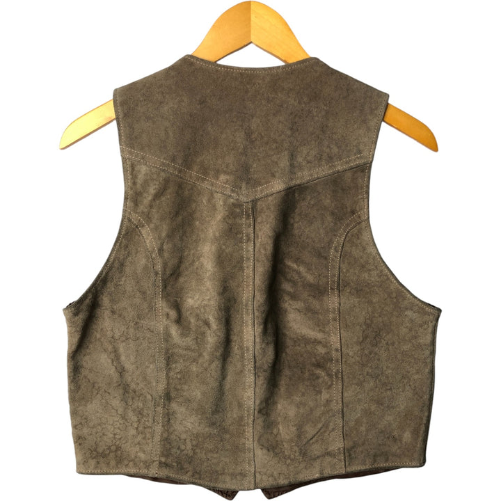 Vintage 1970'S Sears THE LEARHER SHOP suede leather vest, size M, men's Genuine Leather Cowhide Suede beige type brown Vintage Second Hand