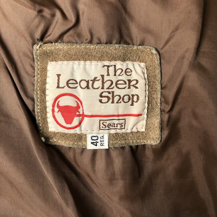 Vintage 1970'S Sears THE LEARHER SHOP suede leather vest, size M, men's Genuine Leather Cowhide Suede beige type brown Vintage Second Hand