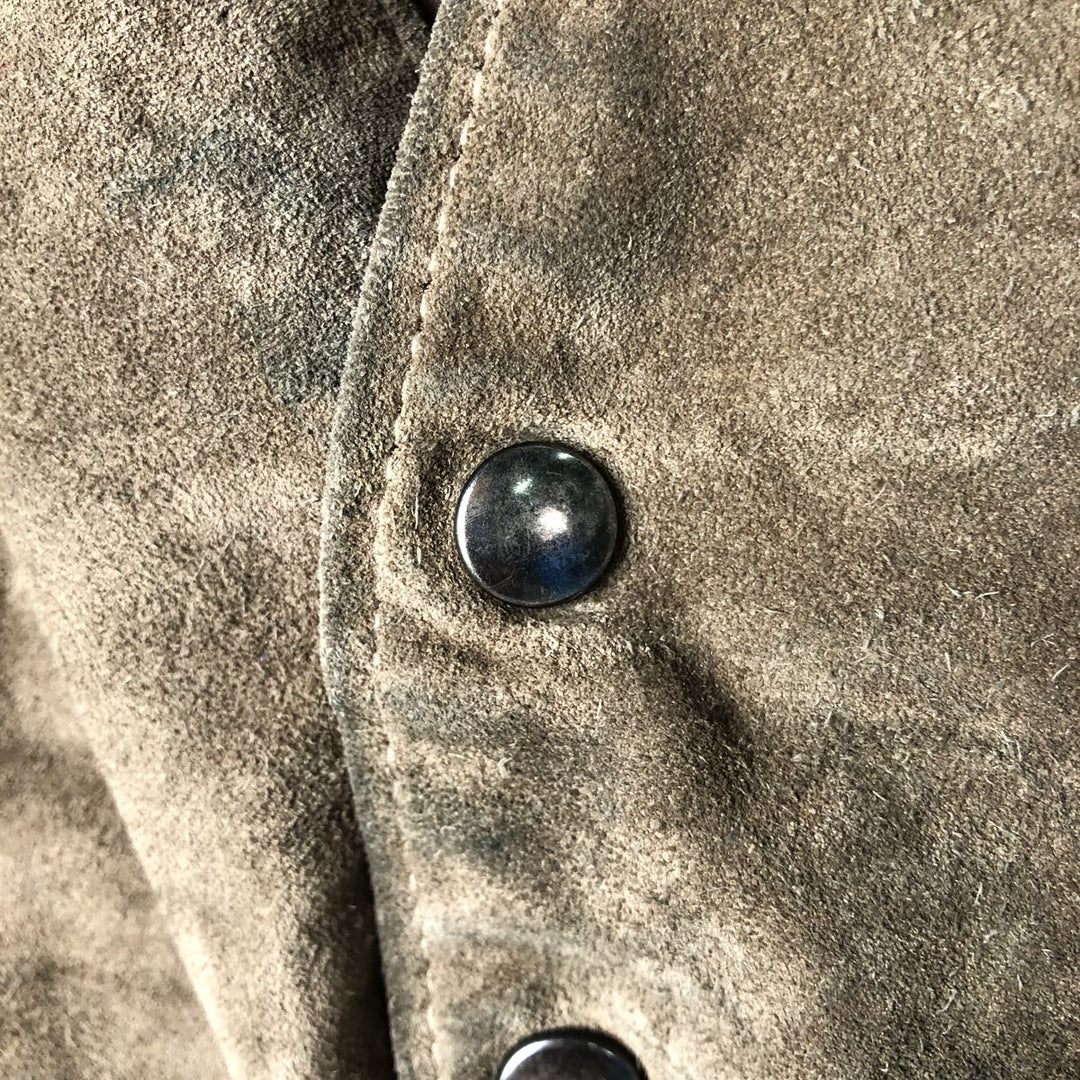 Vintage 1970'S Sears THE LEARHER SHOP suede leather vest, size M, men's Genuine Leather Cowhide Suede beige type brown Vintage Second Hand