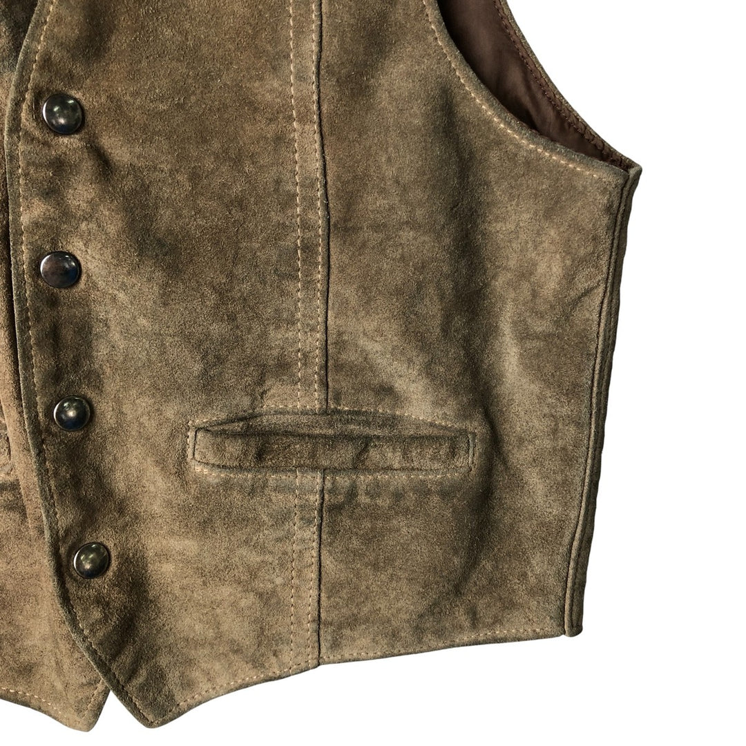 Vintage 1970'S Sears THE LEARHER SHOP suede leather vest, size M, men's Genuine Leather Cowhide Suede beige type brown Vintage Second Hand