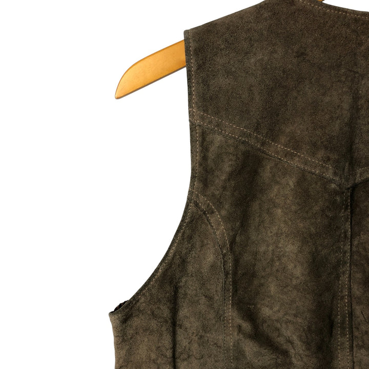 Vintage 1970'S Sears THE LEARHER SHOP suede leather vest, size M, men's Genuine Leather Cowhide Suede beige type brown Vintage Second Hand