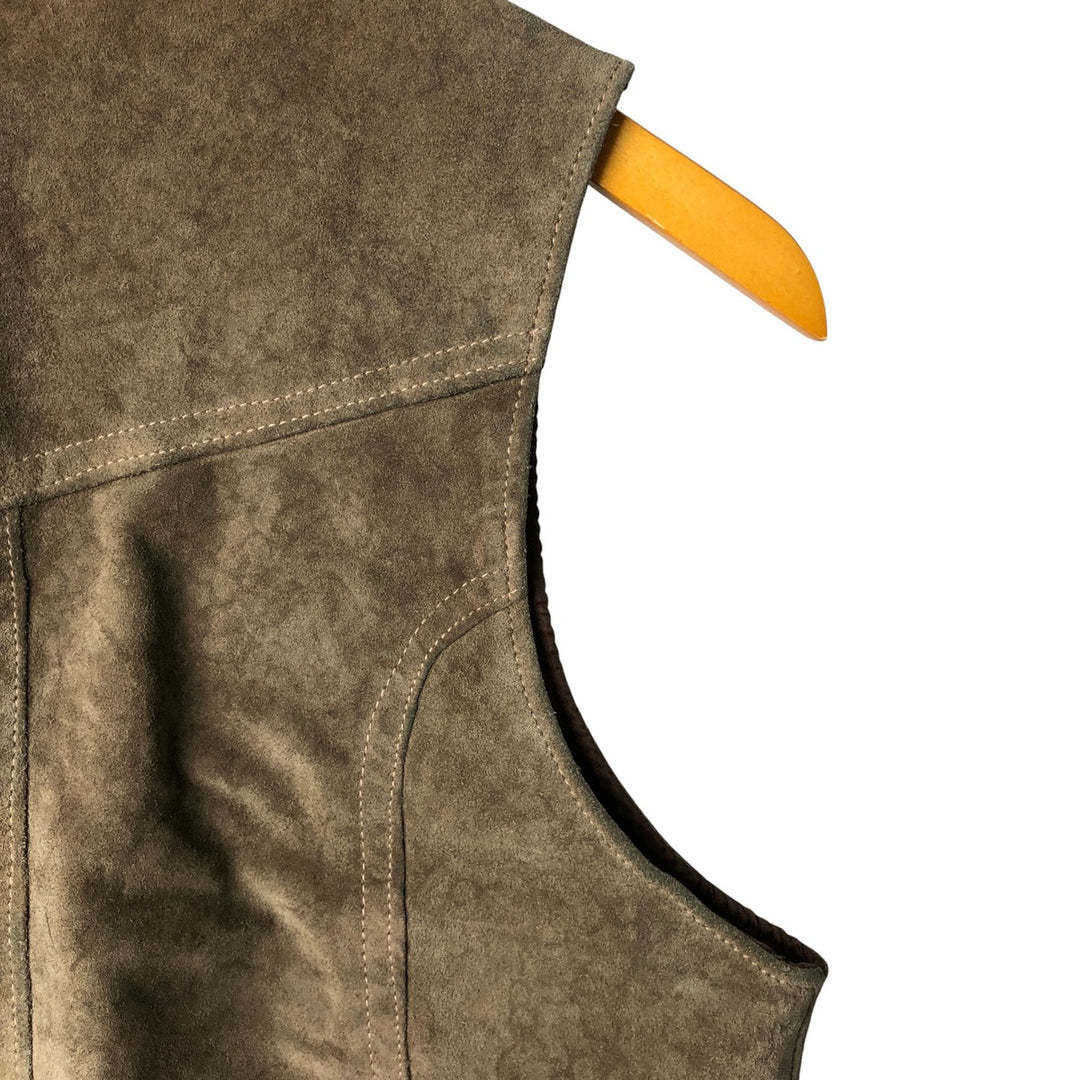 Vintage 1970'S Sears THE LEARHER SHOP suede leather vest, size M, men's Genuine Leather Cowhide Suede beige type brown Vintage Second Hand