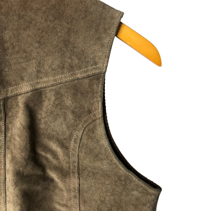 Vintage 1970'S Sears THE LEARHER SHOP suede leather vest, size M, men's Genuine Leather Cowhide Suede beige type brown Vintage Second Hand