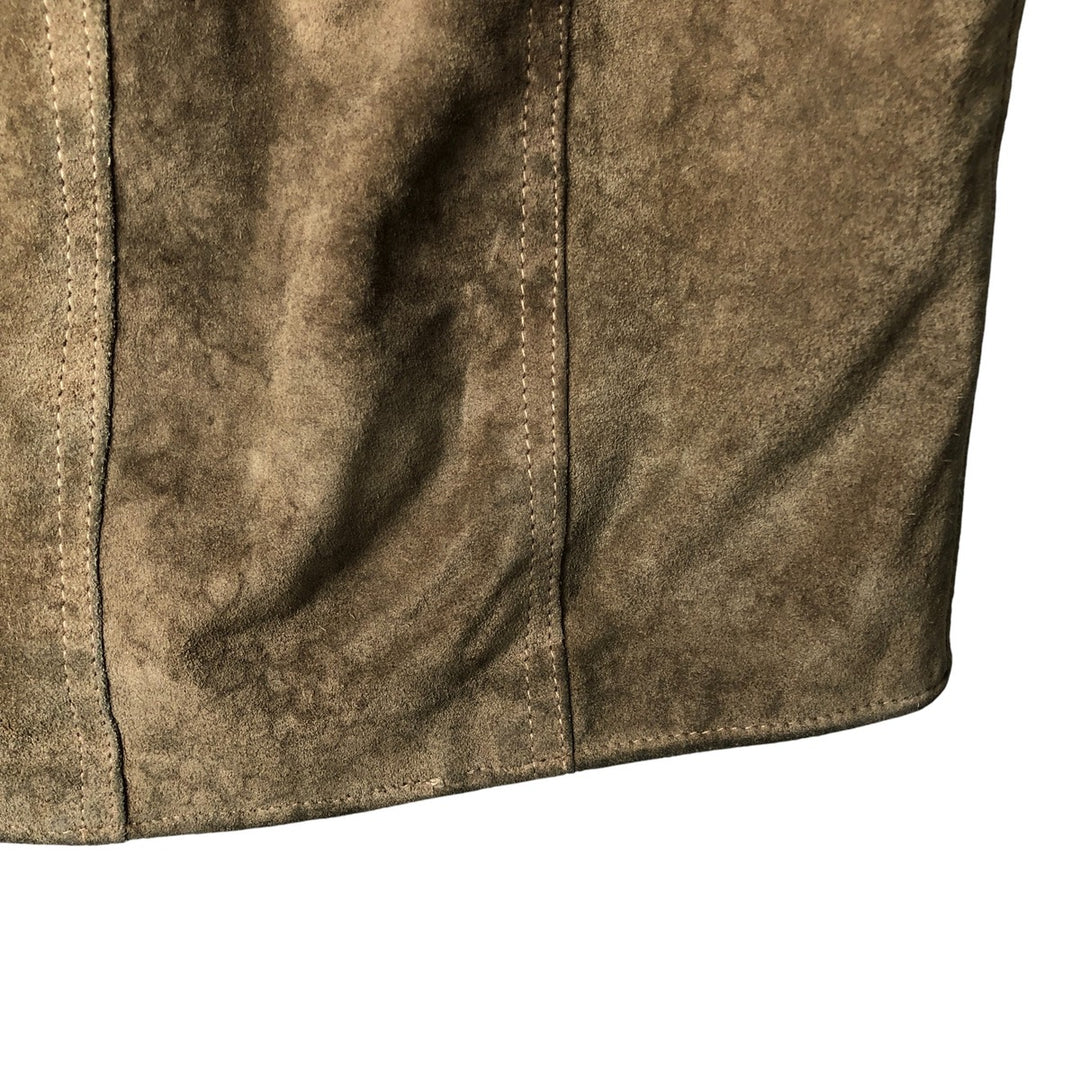 Vintage 1970'S Sears THE LEARHER SHOP suede leather vest, size M, men's Genuine Leather Cowhide Suede beige type brown Vintage Second Hand