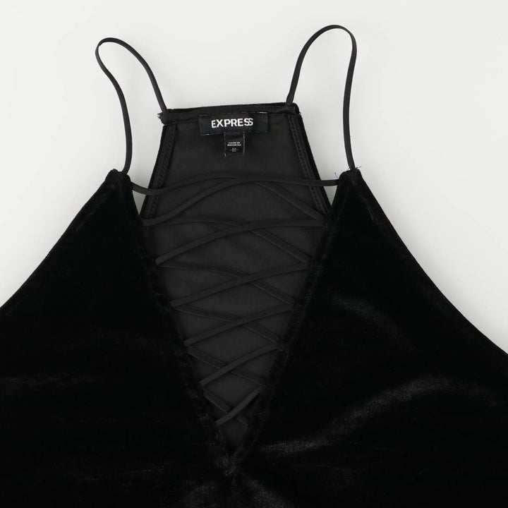 EXPRESS Velour Camisole, Women's Size M polyester black type Vintage Second Hand