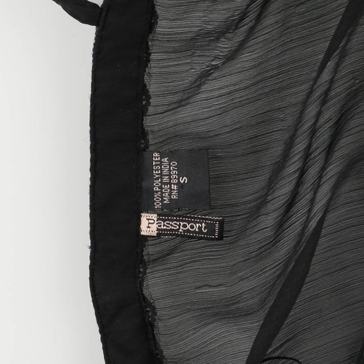 Passport Ruffle Open-Front See-Through Lingerie Camisole, Women's Size S polyester black type Vintage Second Hand
