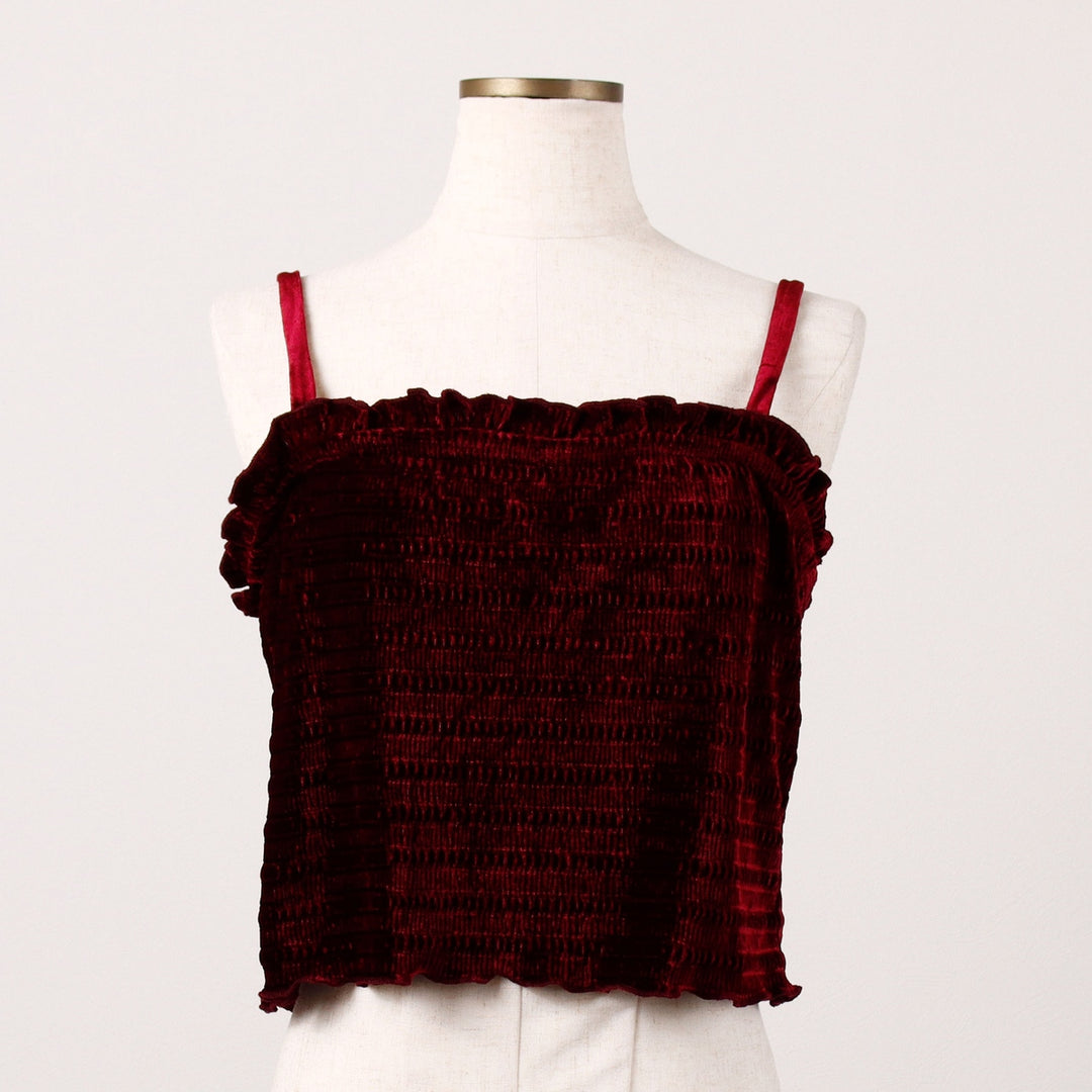 wild fable Cropped Ruffle Velvet Camisole, Women's Size Medium polyester purple type Vintage Second Hand