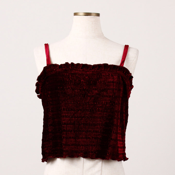 wild fable Cropped Ruffle Velvet Camisole, Women's Size Medium polyester purple type Vintage Second Hand
