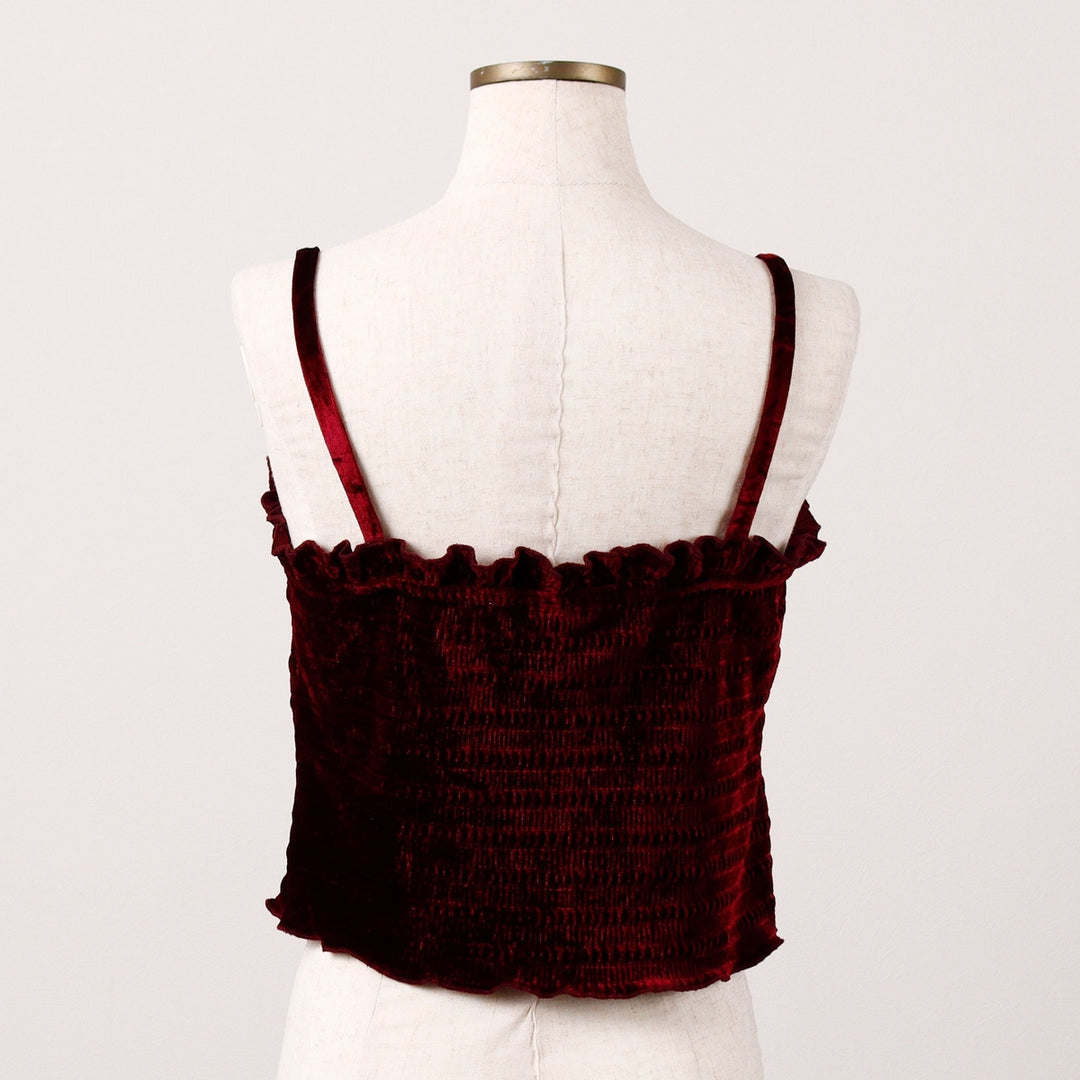 wild fable Cropped Ruffle Velvet Camisole, Women's Size Medium polyester purple type Vintage Second Hand