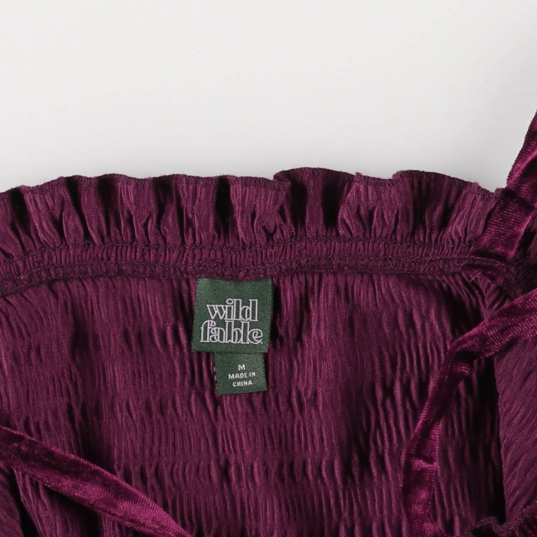 wild fable Cropped Ruffle Velvet Camisole, Women's Size Medium polyester purple type Vintage Second Hand