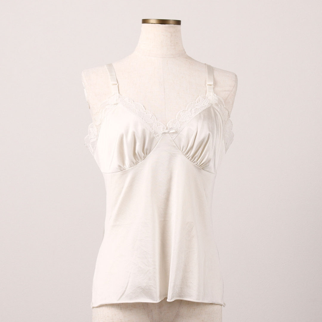 LORRAINE Cropped Lingerie Camisole, Made in USA, Women's Size Small Nylon white type Vintage Second Hand