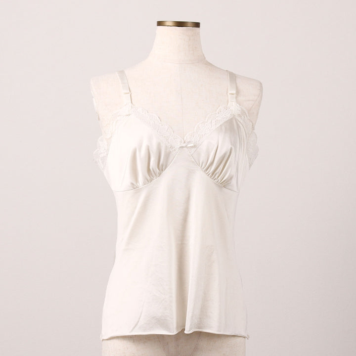 LORRAINE Cropped Lingerie Camisole, Made in USA, Women's Size Small Nylon white type Vintage Second Hand