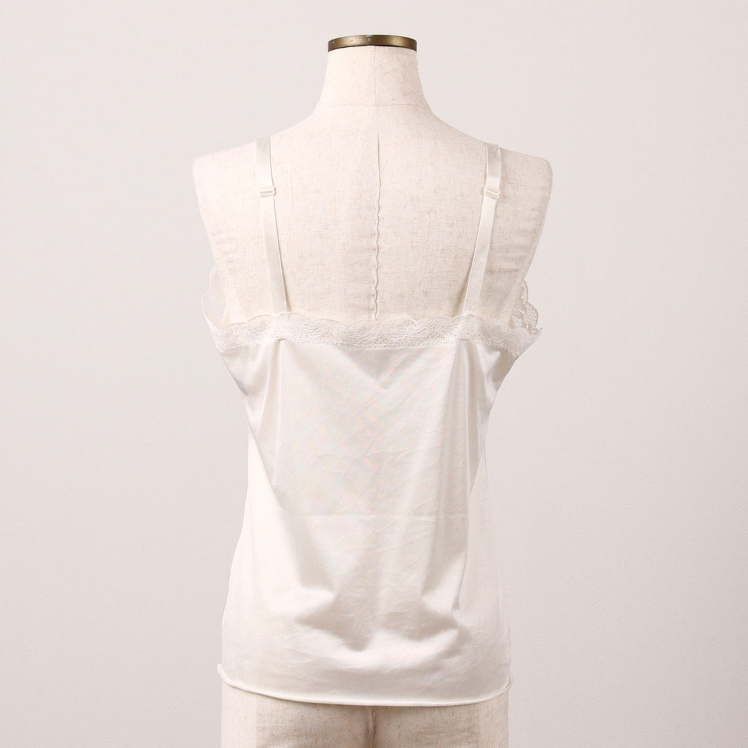LORRAINE Cropped Lingerie Camisole, Made in USA, Women's Size Small Nylon white type Vintage Second Hand