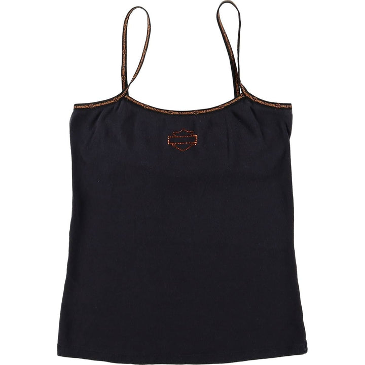 Harley-Davidson Rhinestone and Lined Camisole, Women's Size Small cotton black type Vintage Second Hand