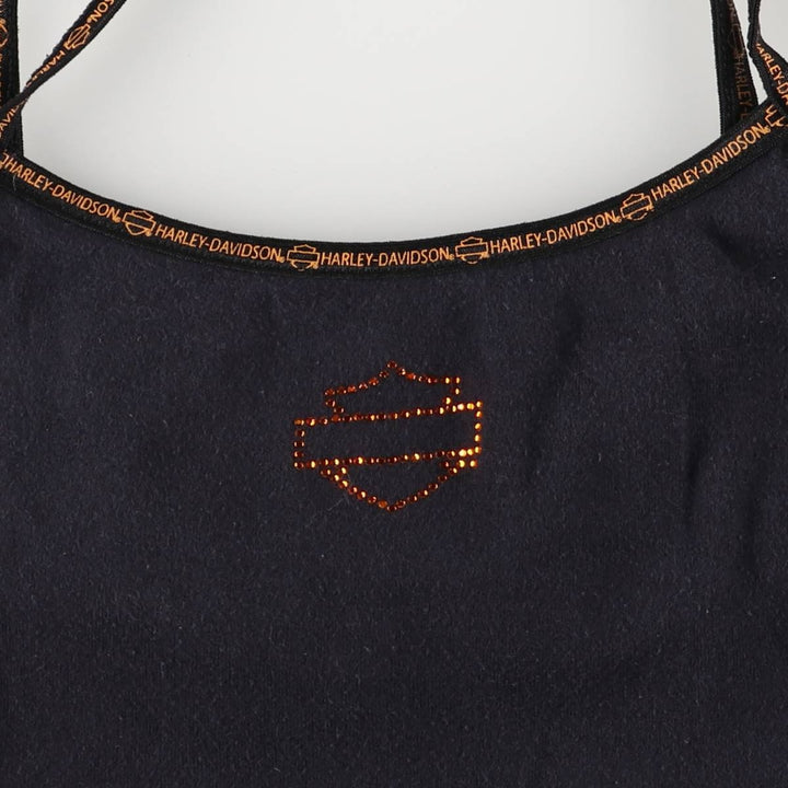 Harley-Davidson Rhinestone and Lined Camisole, Women's Size Small cotton black type Vintage Second Hand