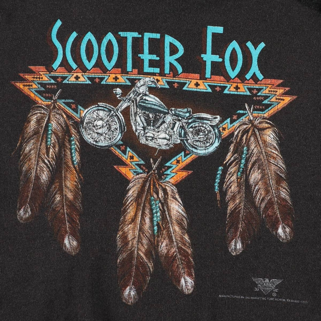 Vintage 90'S CMJ SCOOTER FOX Eagle Pattern Stars and Stripes Tank Top, Made in USA, Women's Size Medium polyester black type Vintage Second Hand