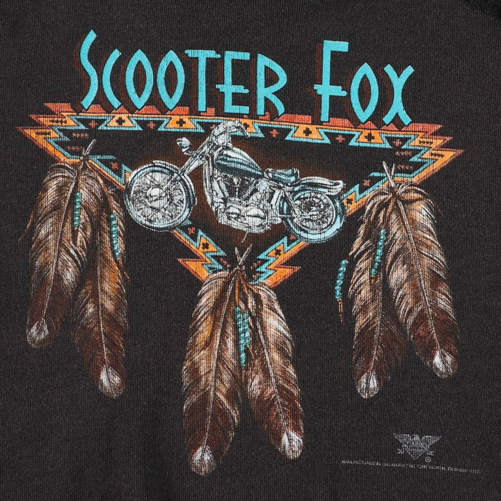 Vintage 90'S CMJ SCOOTER FOX Eagle Pattern Stars and Stripes Tank Top, Made in USA, Women's Size Medium polyester black type Vintage Second Hand