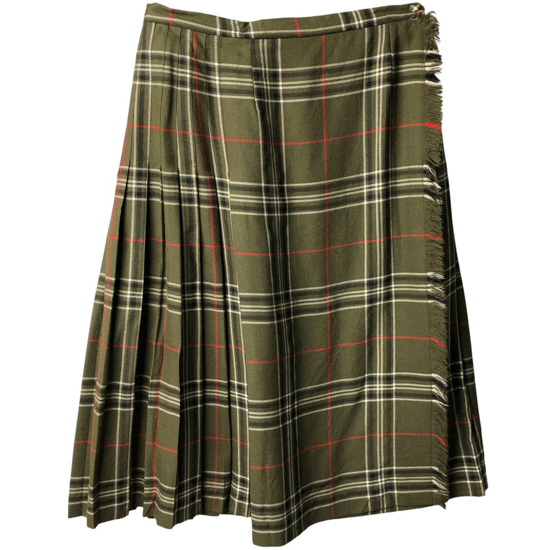 Vintage 1980'S HIGHLAND QUEEN check pattern wool midi wrap skirt, made in Canada, women's size XL wool Khaki type Vintage Second Hand